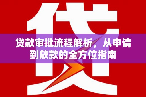 大丰贷款审批流程解析，从申请到放款的全方位指南