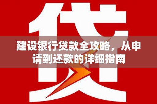 大丰建设银行贷款全攻略，从申请到还款的详细指南