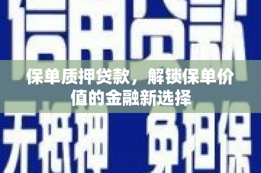 大丰保单质押贷款，解锁保单价值的金融新选择