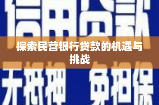 大丰探索民营银行贷款的机遇与挑战