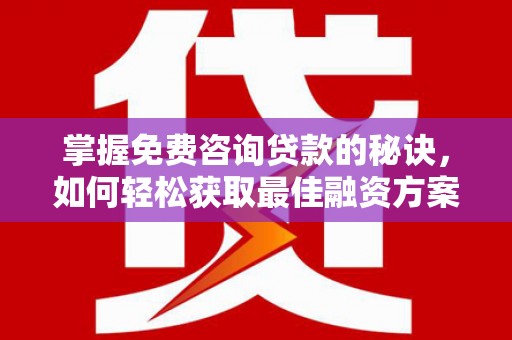 大丰掌握免费咨询贷款的秘诀，如何轻松获取最佳融资方案