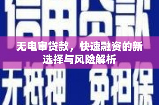 大丰无电审贷款，快速融资的新选择与风险解析