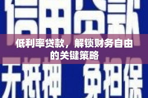 大丰低利率贷款，解锁财务自由的关键策略
