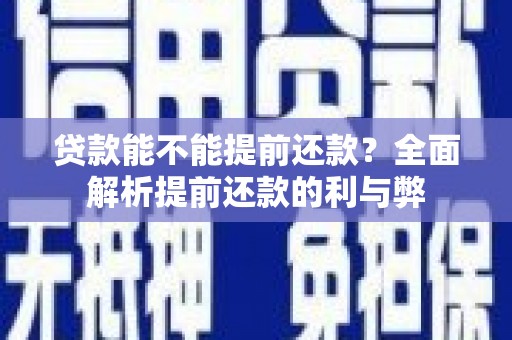 大丰贷款能不能提前还款？全面解析提前还款的利与弊