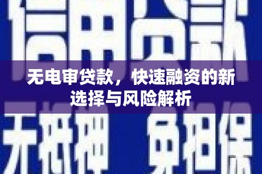 大丰无电审贷款，快速融资的新选择与风险解析