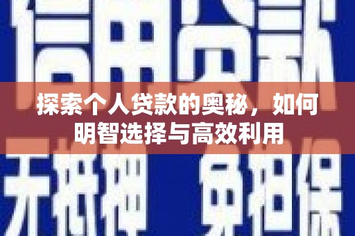 大丰探索个人贷款的奥秘，如何明智选择与高效利用