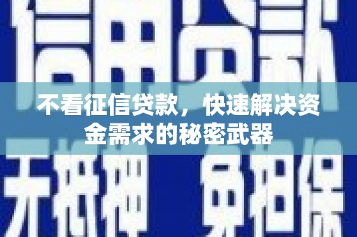 大丰不看征信贷款，快速解决资金需求的秘密武器