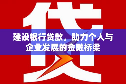 大丰建设银行贷款，助力个人与企业发展的金融桥梁